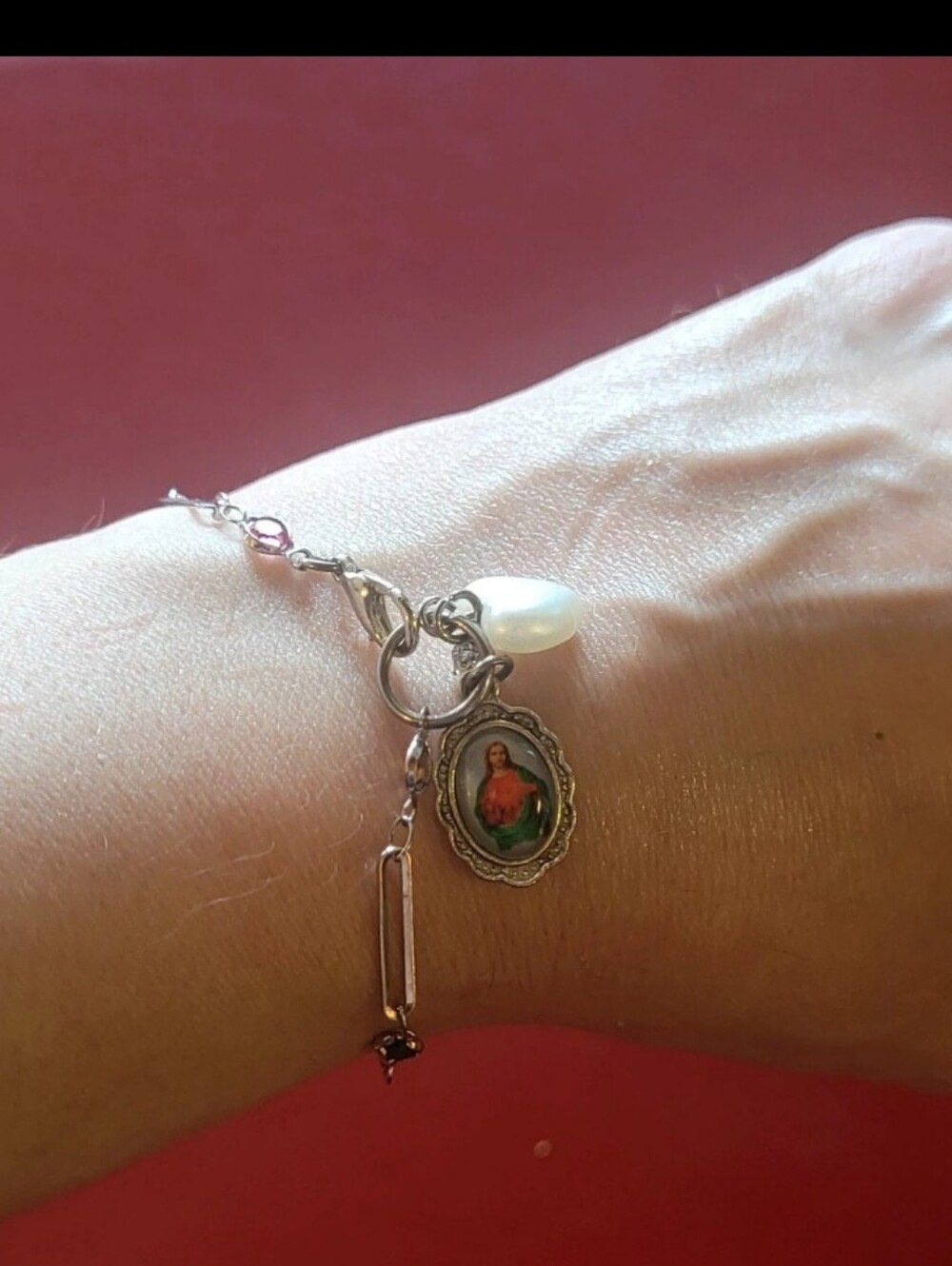 Catholic Silver Tone Religious Christian Charm Bracelet